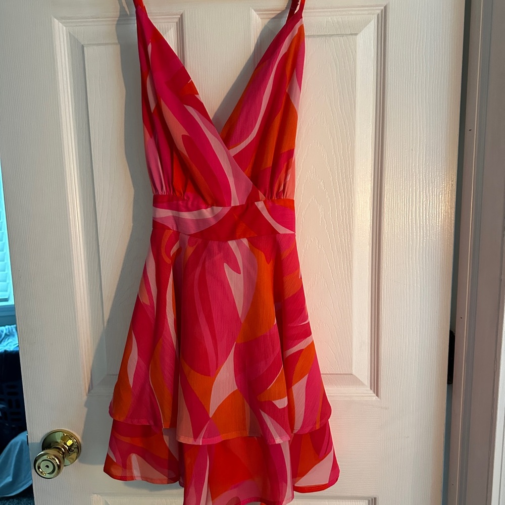Vibrant Pink and Orange Women's Romper
